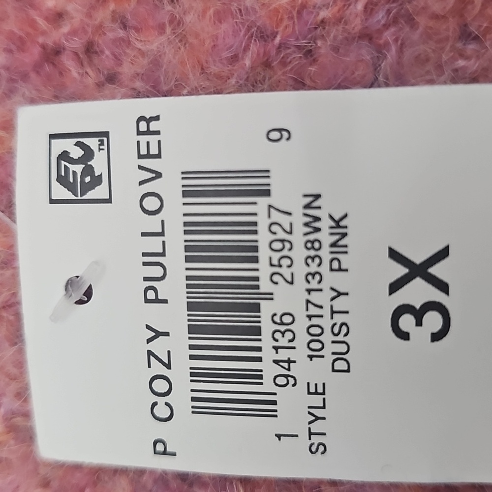 MACY'S ON 34TH WOMEN'S PLUS SIZE MARLED BOUCLE KNIT SWEATER NWT DUSTY PINK 3X - Picture 4 of 5